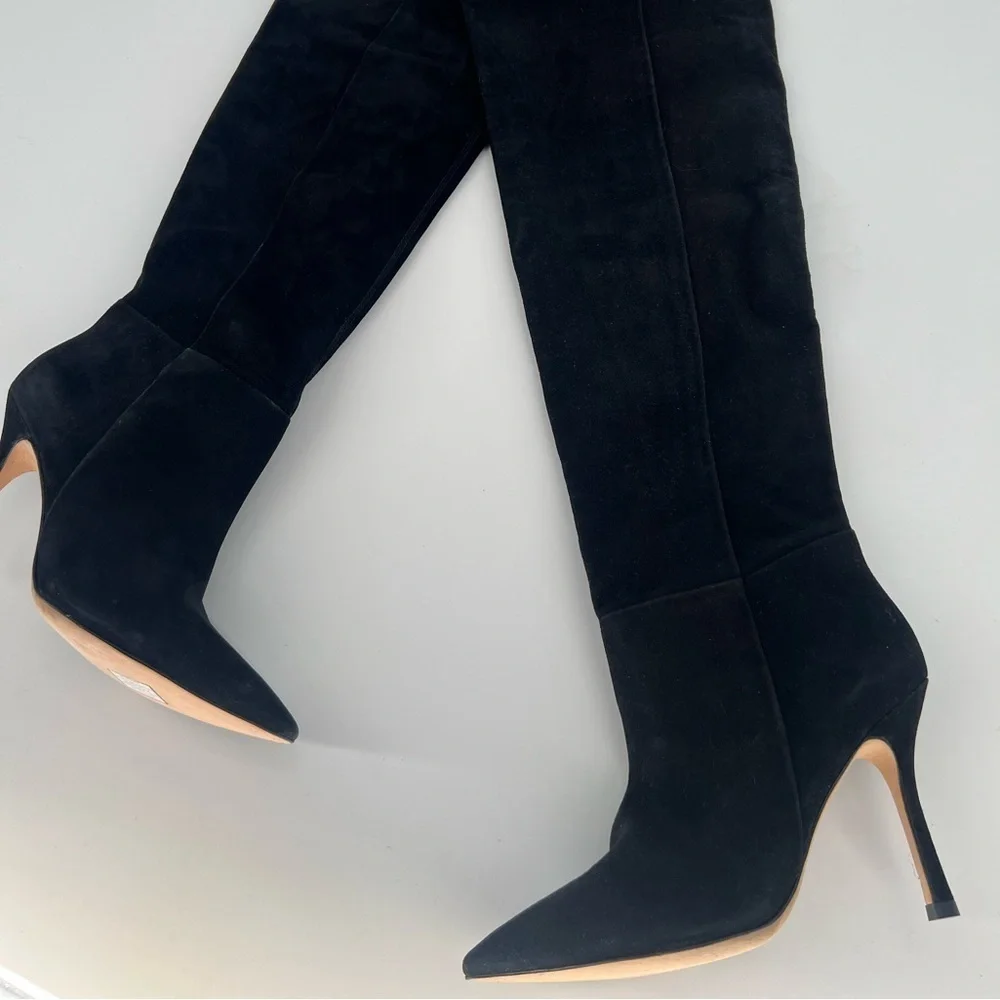 Larroudé Kate Over The Knee Suede Boots In Black